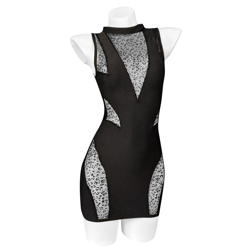 Pre-Sale Gothic Leopard Print Mesh Dress HK012