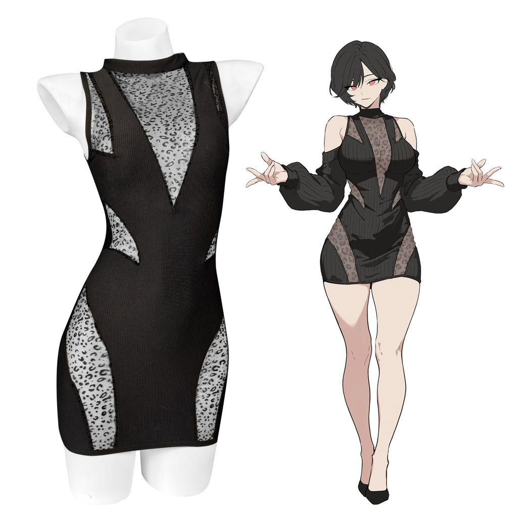 Pre-Sale Gothic Leopard Print Mesh Dress HK012