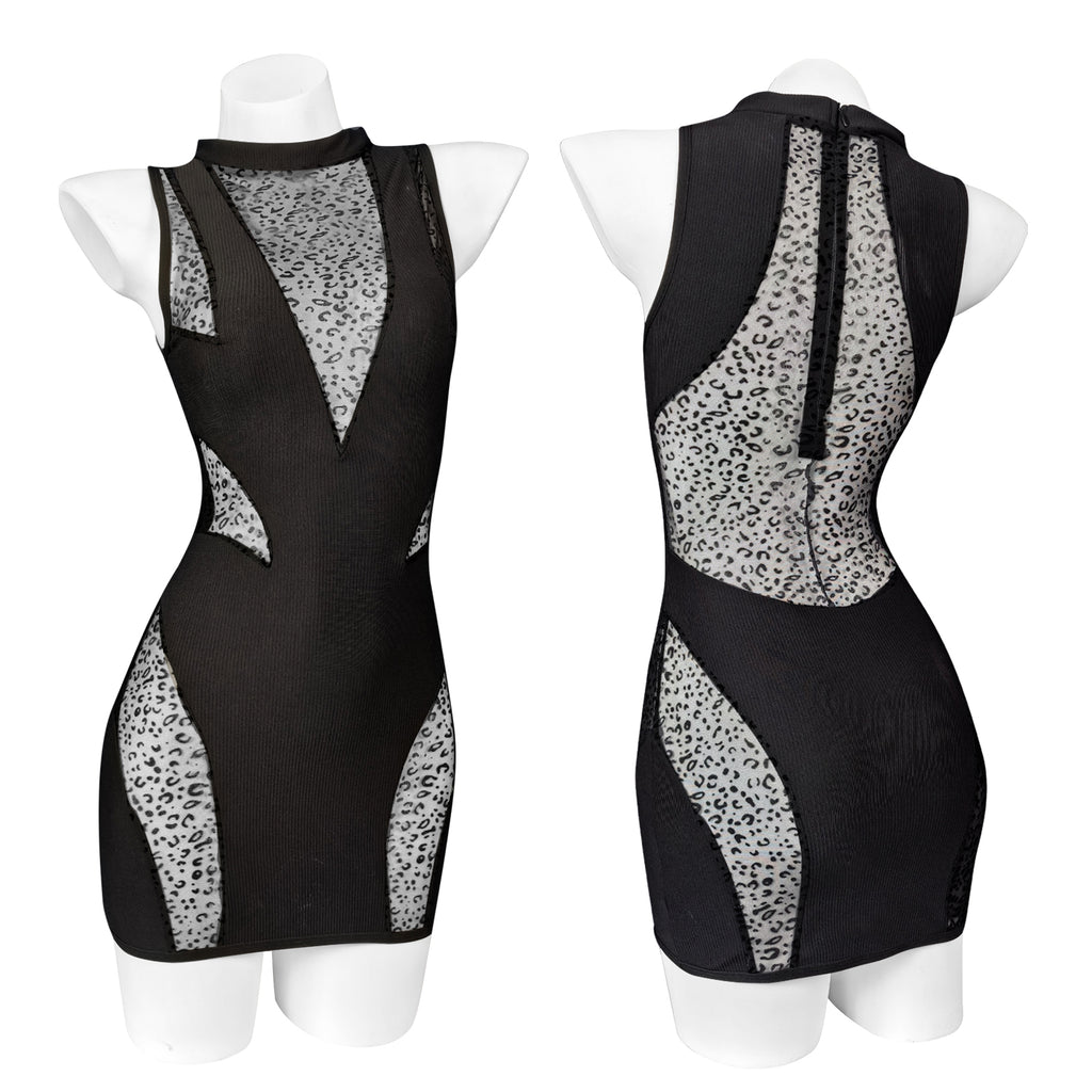 Pre-Sale Gothic Leopard Print Mesh Dress HK012