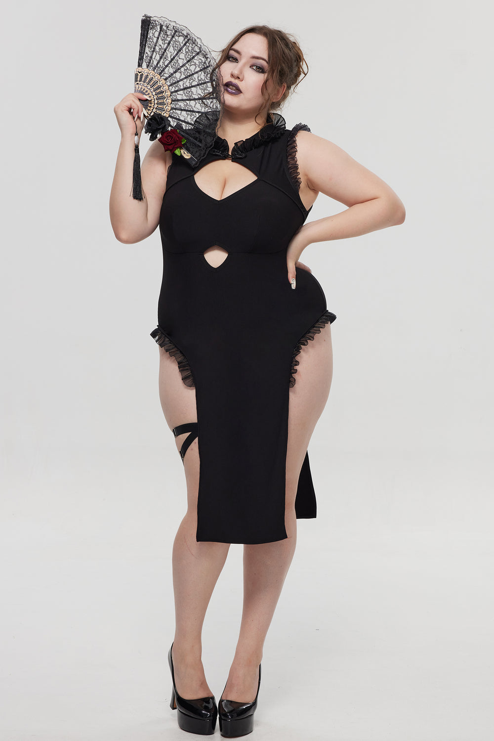 GothicLaceTrimCheongsamDress_2