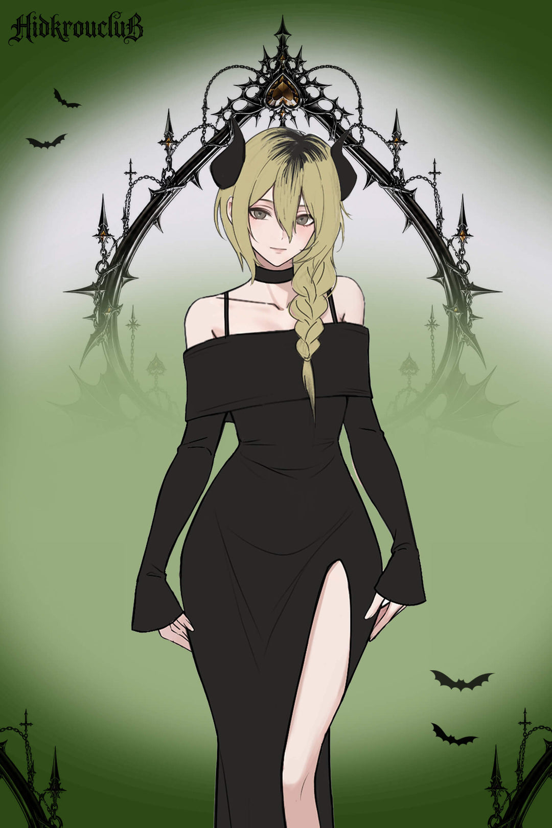 GothicOffShoulderBlackDress_