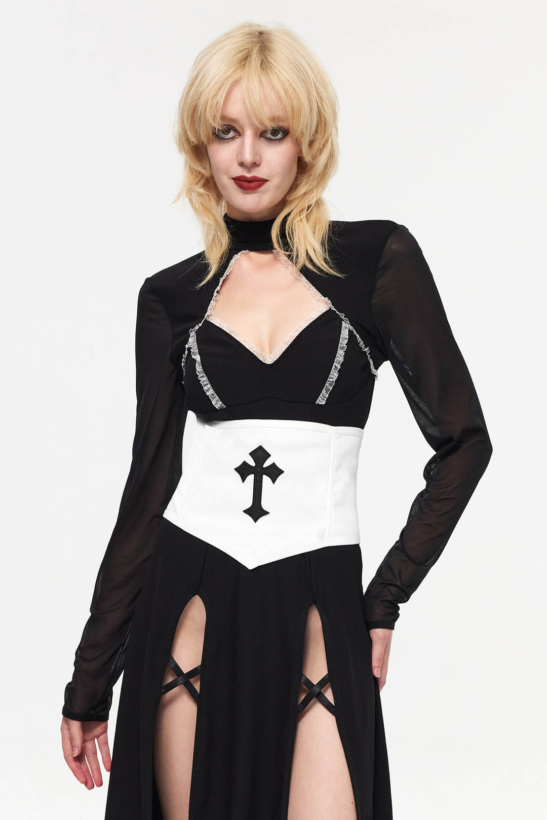 Pre-Sale Dark Gothic Nun Cross Long Dress (3-Piece) HK005