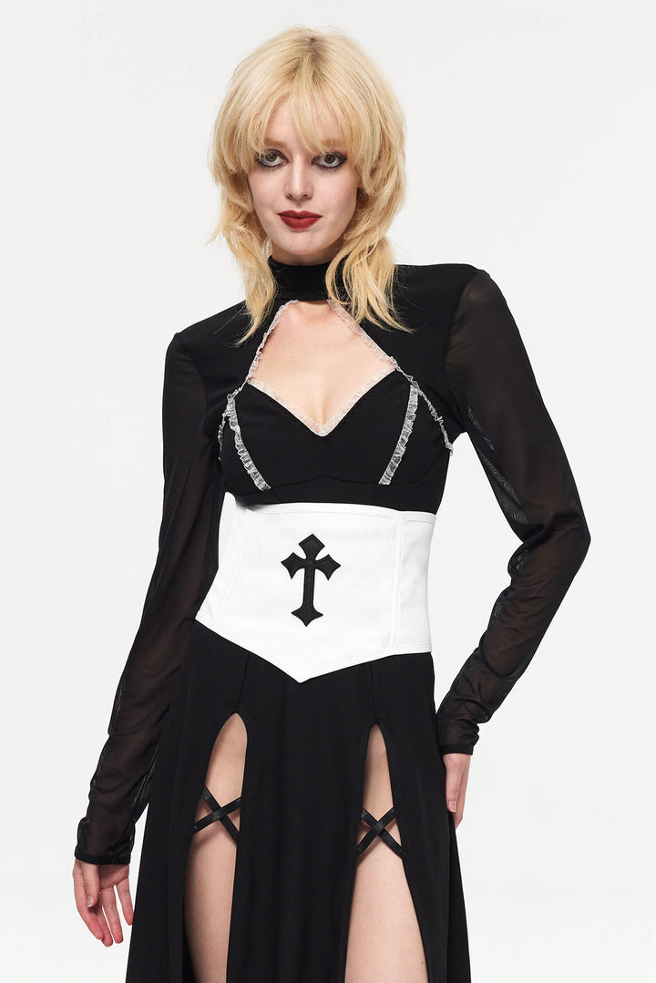 Pre-Sale Dark Gothic Nun Cross Long Dress (3-Piece) HK005