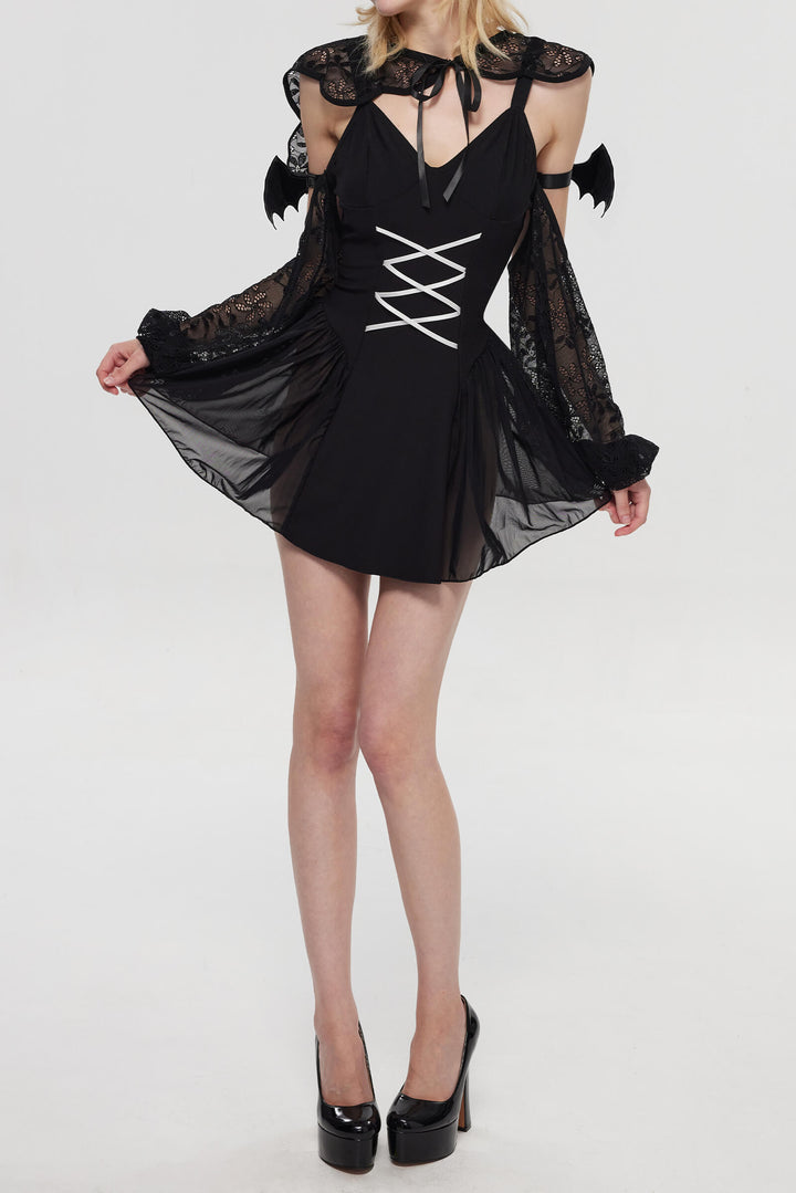 Gothic Devil Mini Dress Costume (3-Piece Set) HK004