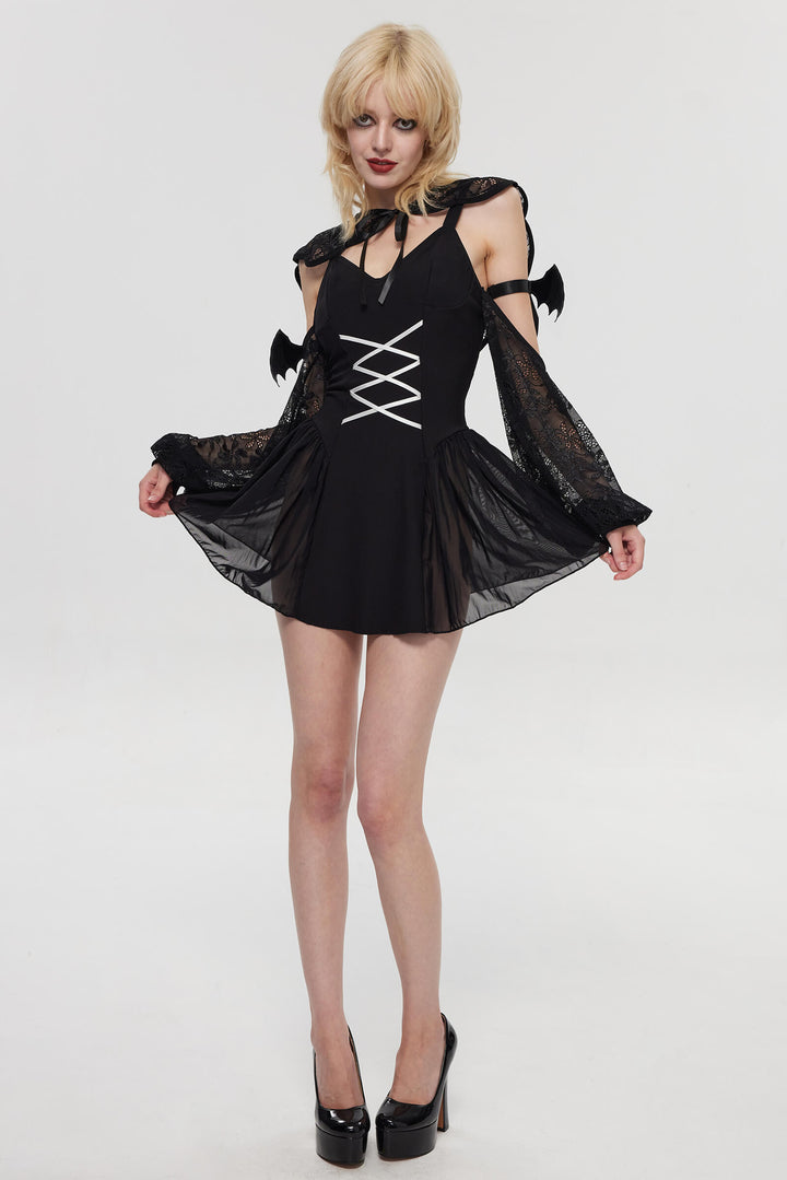 Gothic Devil Mini Dress Costume (3-Piece Set) HK004