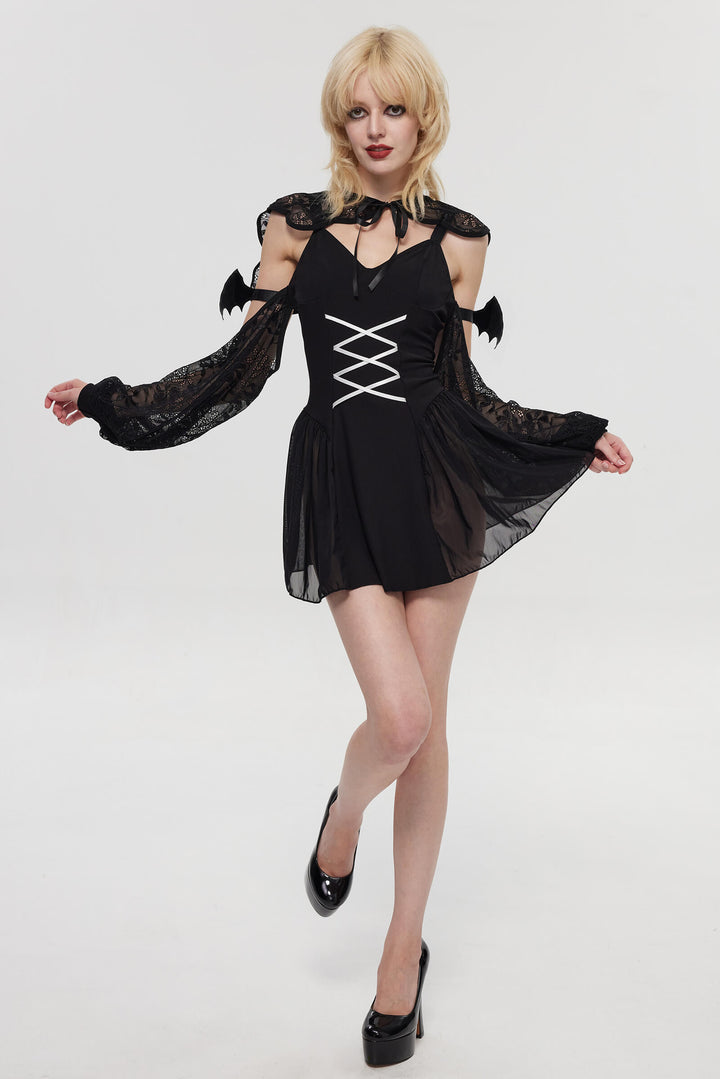 Gothic Devil Mini Dress Costume (3-Piece Set) HK004