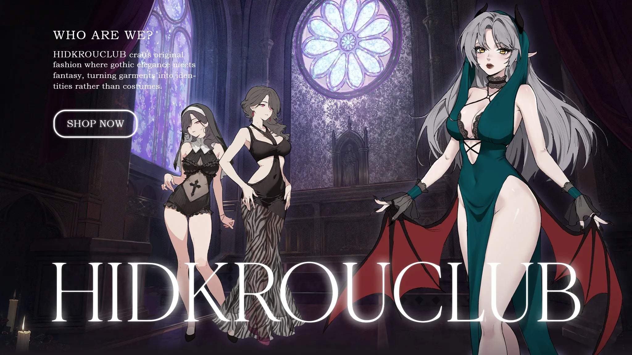 HIDKROUCLUB Homepage Banner - Original Gothic Elegance and Dark Fantasy Fashion